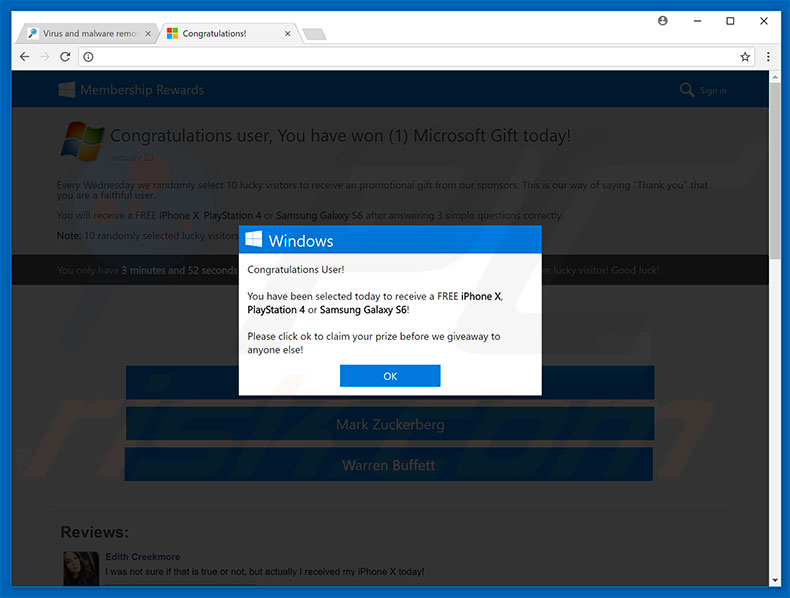 Congratulations, You Have Won adware