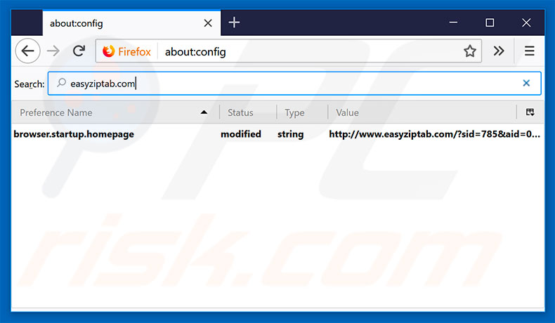 Eliminar easyziptab.com del motor de búsqueda por defecto de Mozilla Firefox