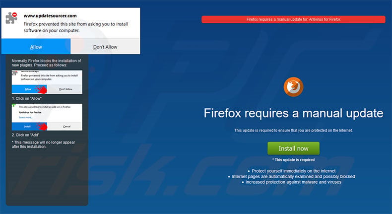 vista a pantalla completa de Firefox Requires A Manual Update