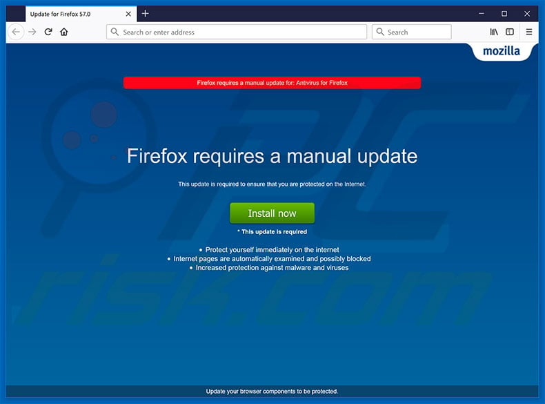 Firefox Requires A Manual Update adware