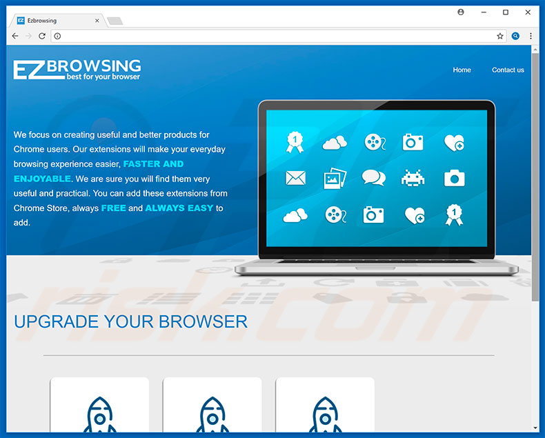 Sitio web que promociona el secuestrador de navegadores EZbrowsing