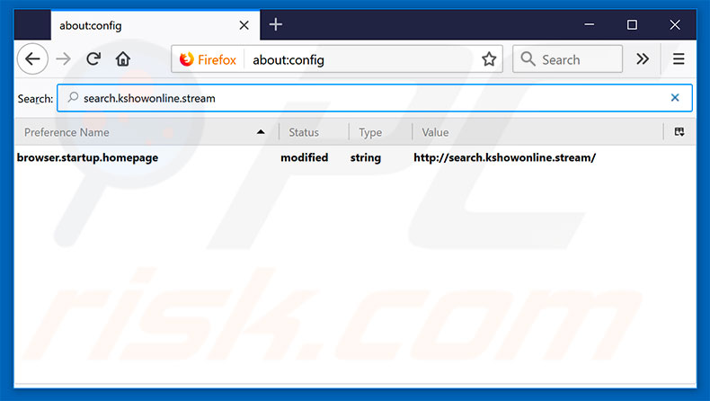 Eliminar search.kshowonline.stream del motor de búsqueda por defecto de Mozilla Firefox