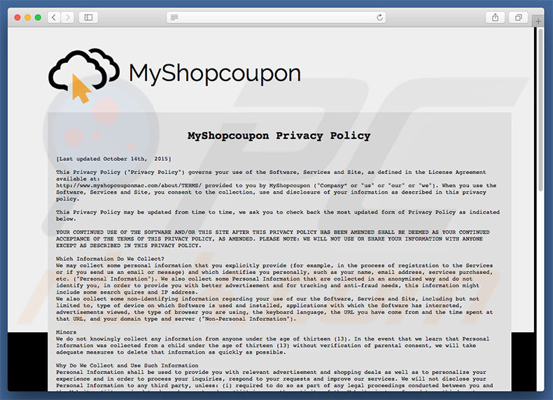 Política de privacidad de MyShopcoupon