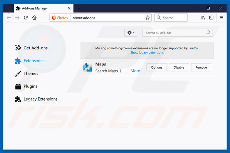 Eliminando newtab.club de las extensiones de Mozilla Firefox