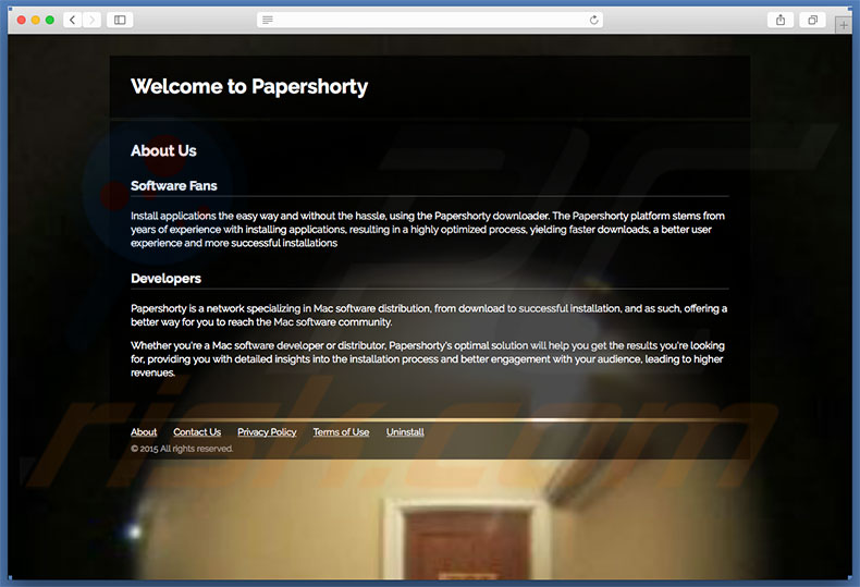 Sitio web dudoso usado para promocionar search.papershorty.com