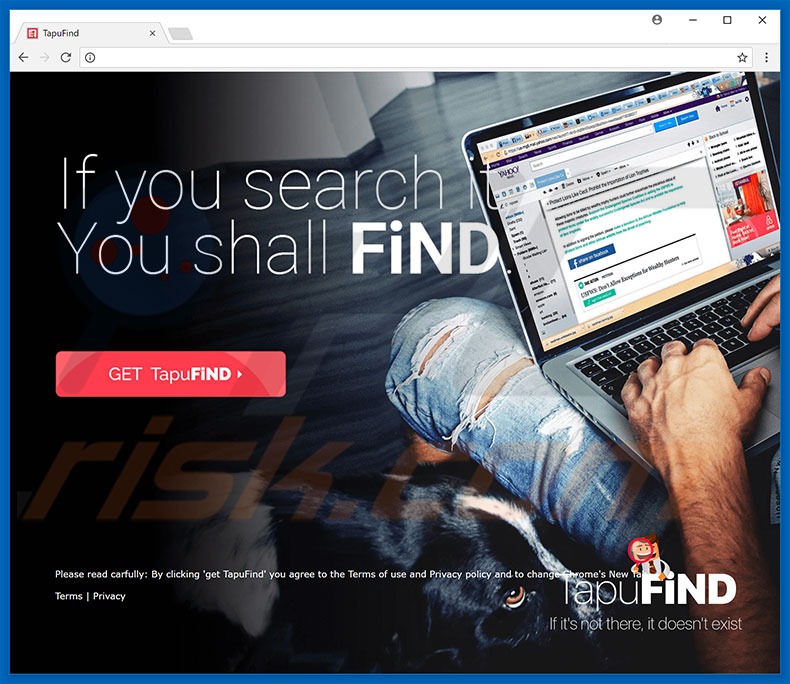 Sitio web destinado a promocionar el secuestrador de navegadores Tapufind