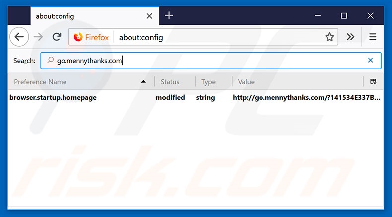 Eliminar go.mennythanks.com del motor de búsqueda por defecto de Mozilla Firefox
