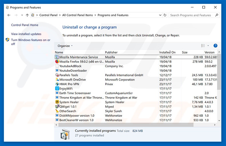 desinstalar el adware Google Chrome Critical ERROR del Panel de control