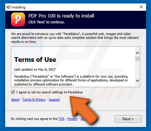 Instalación oficial del secuestrador de navegadores PDF Pro 100