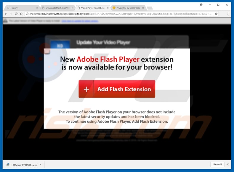 search.mediatabtv.online distribuido a través de actualizaciones falsas de flash player