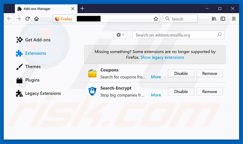 Eliminando search.mediatabtv.online de las extensiones de Mozilla Firefox