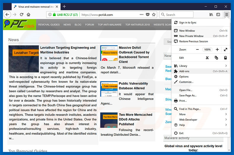 Eliminando los anuncios ssl.mmtgo.me de Mozilla Firefox paso 1