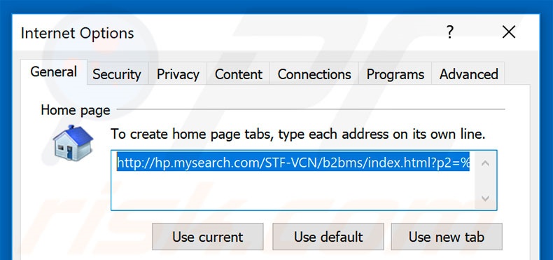 Eliminando hp.mysearch.com de la página de inicio de Internet Explorer