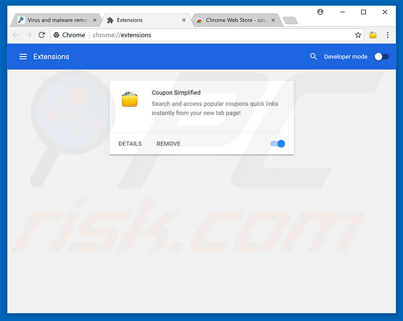 Eliminando extensiones engañosas de Google Chrome paso 2