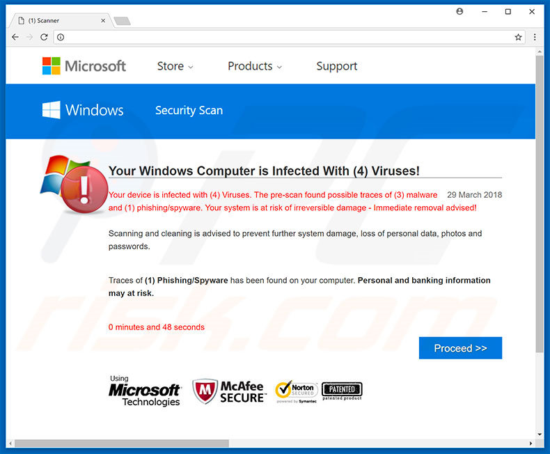 Your Windows Computer Is Infected With (4) Viruses! estafa