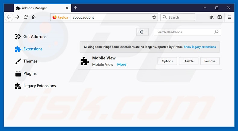 Eliminando los anuncios GeoSmartDNS de Mozilla Firefox paso 2