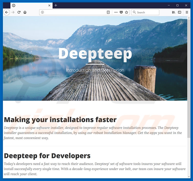 Sitio web destinado a promocionar el secuestrador de navegadores Deepteep  M