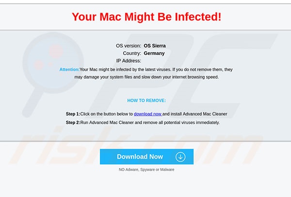 Sitio web dudoso usado para promocionar Mac Adware Cleaner