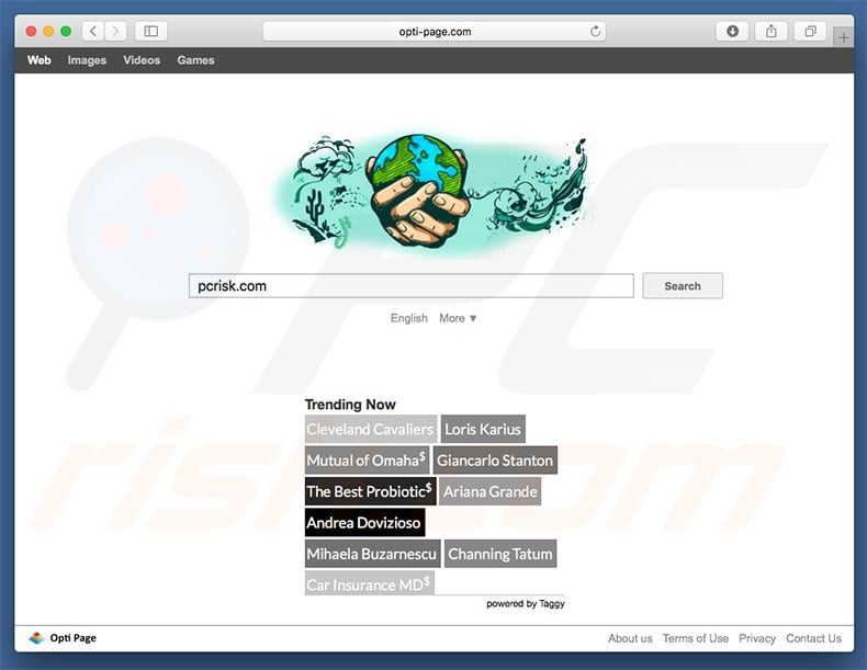 secuestrador de navegadores opti-page.com en un equipo de Mac