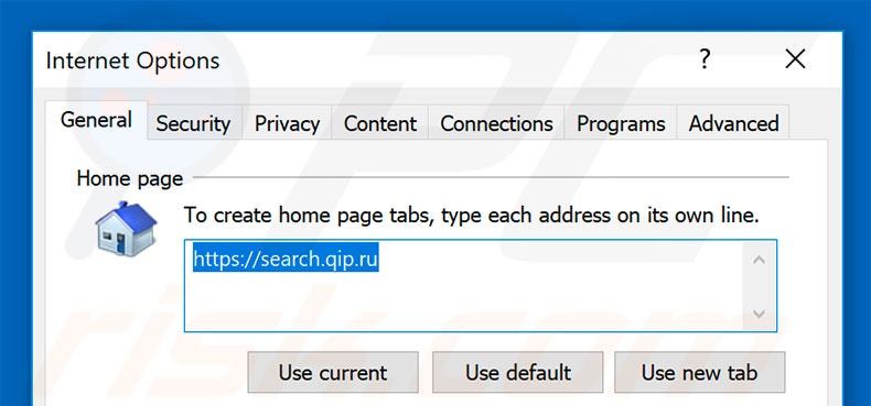 Eliminando qip.ru de la página de inicio de Internet Explorer