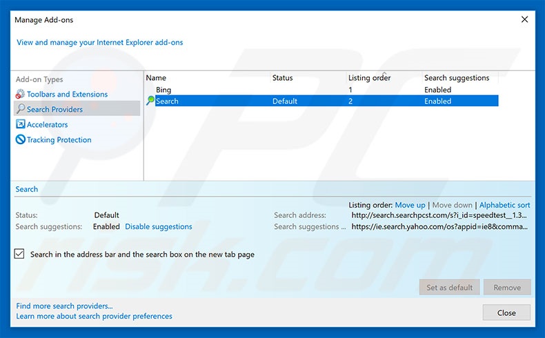 Eliminando qip.ru del motor de búsqueda por defecto de Internet Explorer