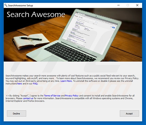 Instalación del software publicitario SearchAwesome