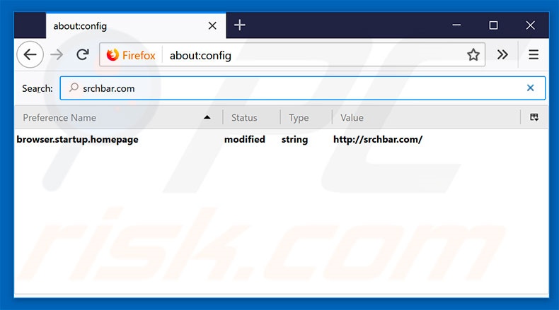 eliminar srchbar.com como buscador web de Mozilla Firefox