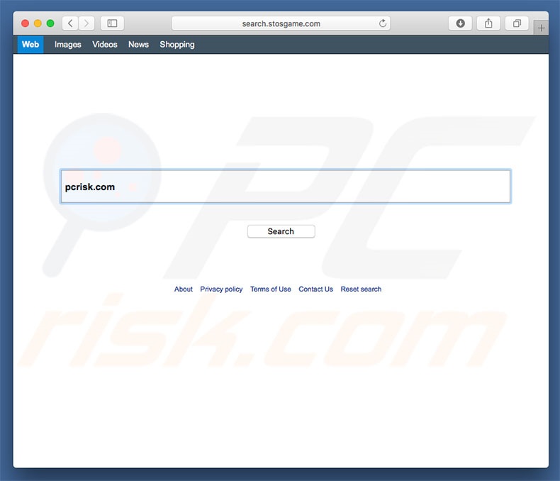 secuestrador de navegadores search.stosgame.com en un equipo de Mac