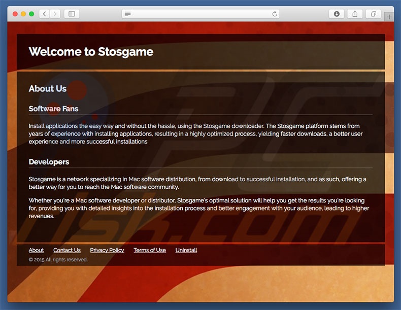 Sitio web dudoso usado para promocionar search.stosgame.com