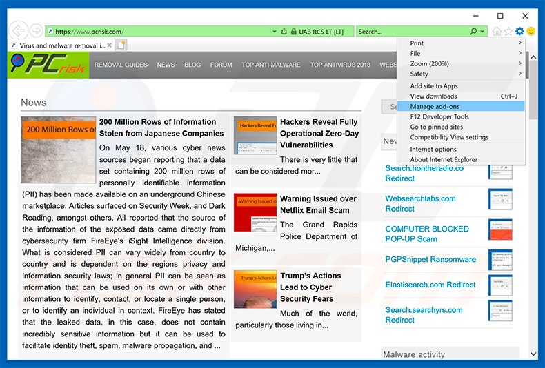 Eliminar extensiones maliciosas de Internet Explorer paso 1