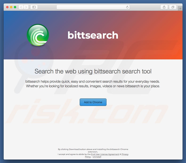 Sitio web dudoso usado para promocionar search.bittsearch.com