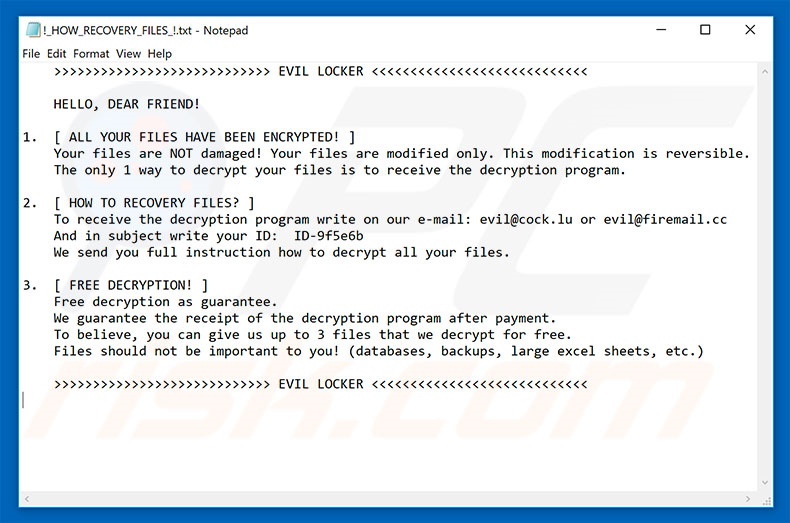 instrucciones desencriptación Evil Locker