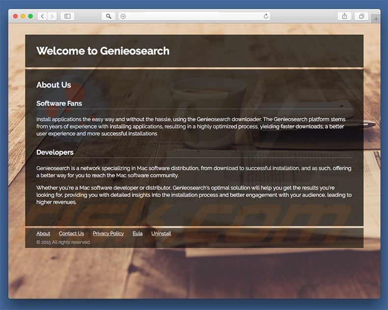 Sitio web dudoso utilizado para promocionar search.genieosearch.com