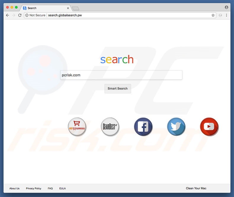 secuestrador de navegadores search.globalsearch.pw en un equipo de Mac