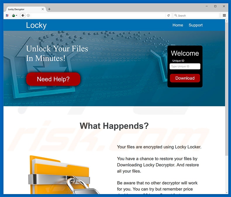sitio web Locky Imposter