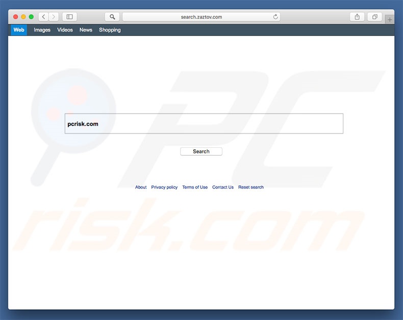secuestrador de navegador search.zaztov.com en un equipo Mac
