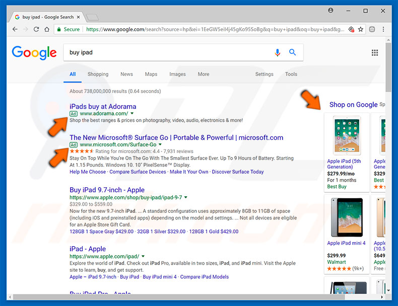 anuncios legítimos en resultados de búsqueda de Google
