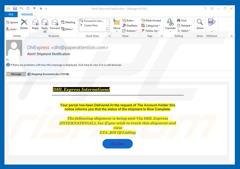 versión DHL Email Virus que distribuye Remcos RAT