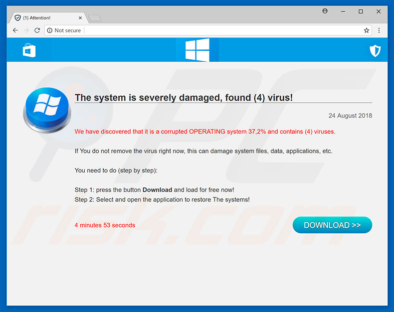 estafa sitios web Found 4 Virus