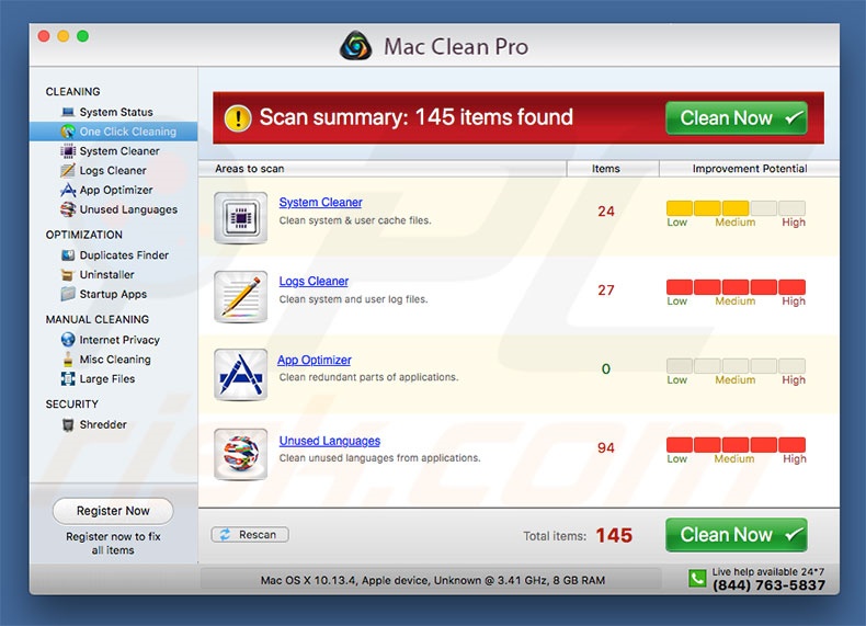 aplicación no deseada Mac Clean Pro
