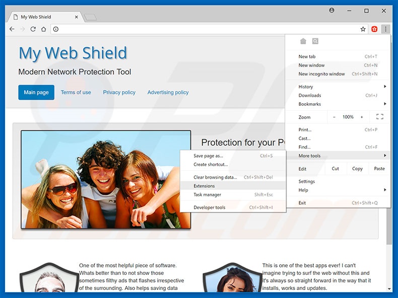 Eliminando los anuncios My Web Shield de Google Chrome paso 1