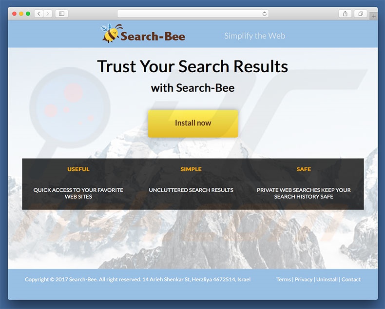 Sitio web dudoso usado para promocionar search.search-bee.com