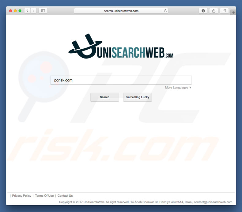 secuestrador de navegadores unisearchweb.com en un equipo de Mac