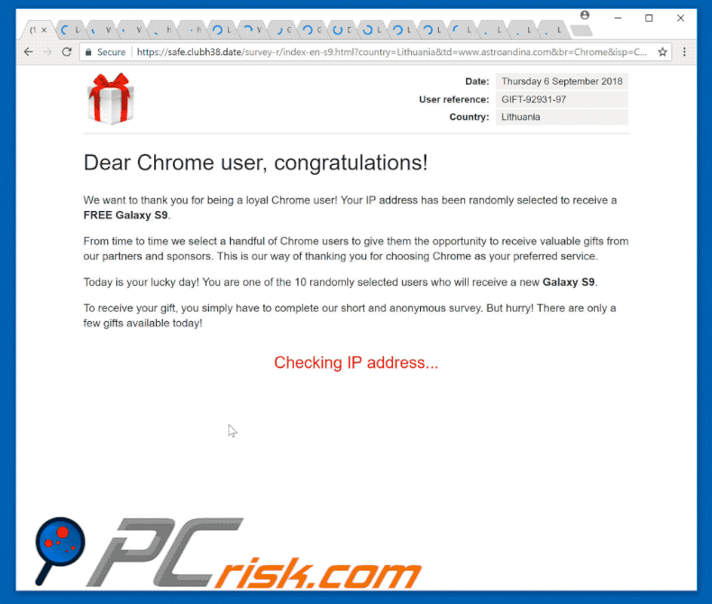 estafa Dear Chrome User, Congratulations! gif
