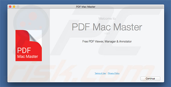 Instalador engañoso usado para promocionar PDF Mac Master