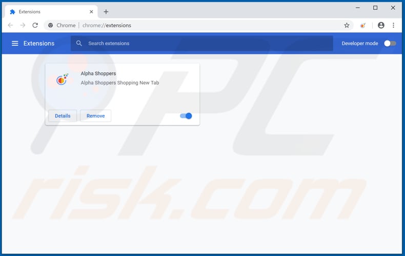Eliminando las extensiones relacionadas con alphashoppers.co de Google Chrome