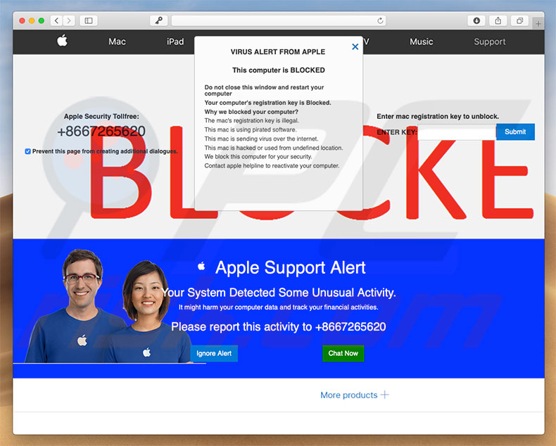 estafa Apple Support Alert