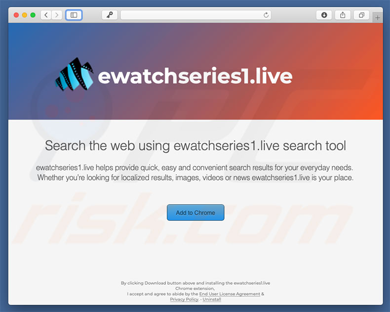 Sitio web dudoso usado para promocionar search.ewatchseries.live