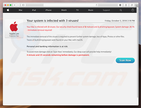 Mensaje de error falso que promociona Mac Cleanup Pro: