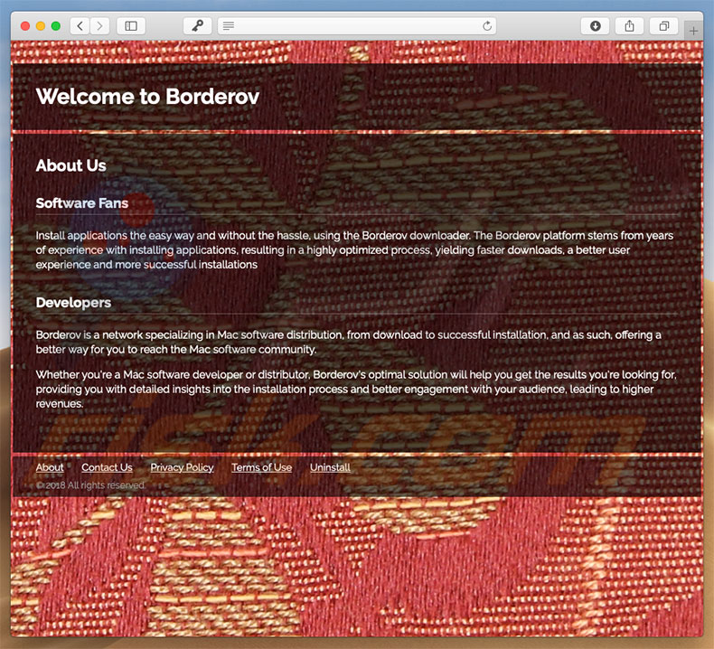 Sitio web dudoso usado para promocionar search.borderov.com